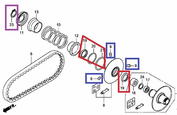 送料込み　②ホンダ純正　新品　ジャイロキャノピー　サークリップ　クラッチ　トルクカム　ピン　オイルシール　TA03　TD02　ジャイロX_画像2