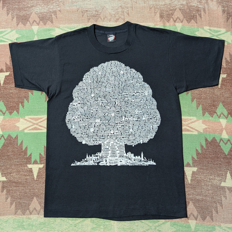 ロック ツリー【FAMILY TREE OF ROCK & ROLL】90s Tシャツ L ビンテージ ビートルズ ストーンズ エルビス WHO ロックンロール 50s60s70s80s_画像2