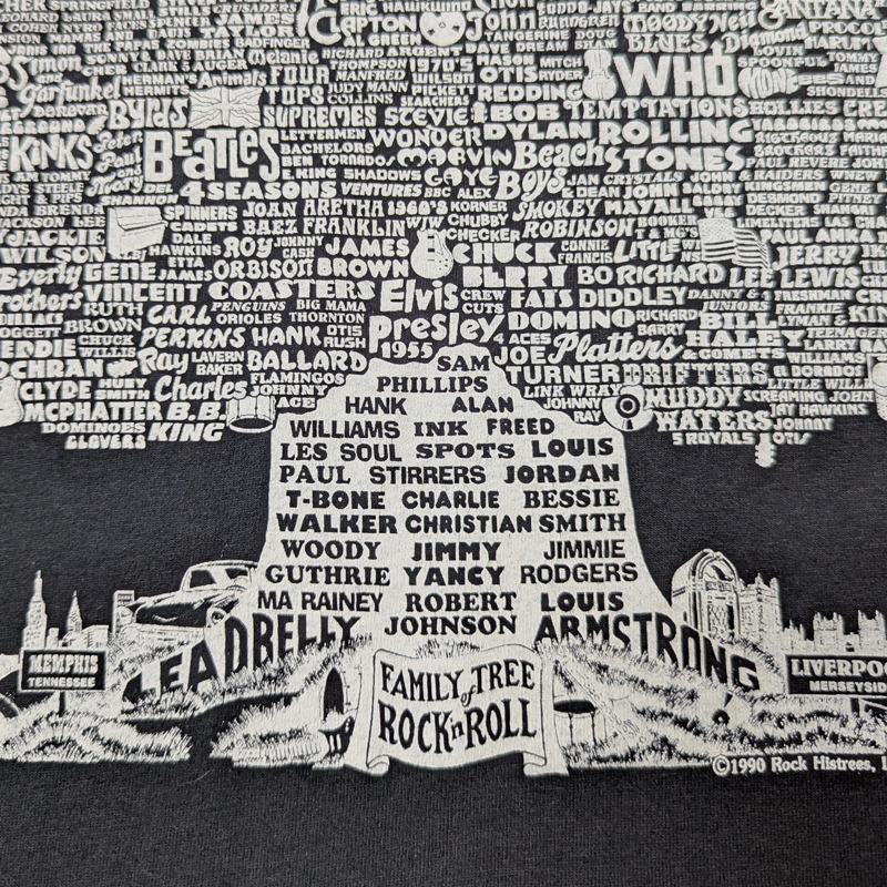 ロック ツリー【FAMILY TREE OF ROCK & ROLL】90s Tシャツ L ビンテージ ビートルズ ストーンズ エルビス WHO ロックンロール 50s60s70s80s_画像3