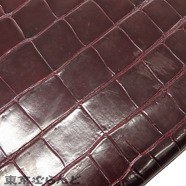 101824475 エルメス ケリー32 〇刻印 ボルドー系 ゴールド金具 ポロサス 外縫 クロコダイル ハンドバッグ レディース ヴィンテージ_画像5