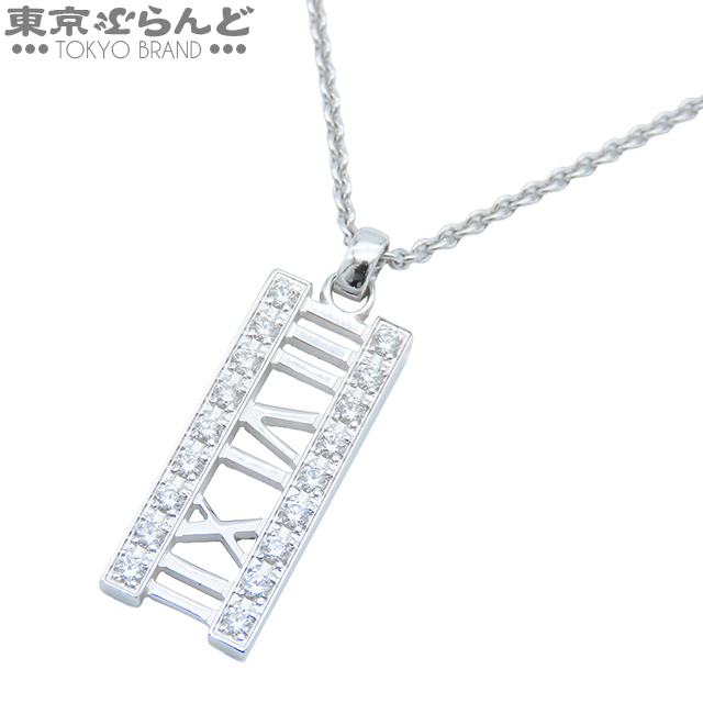 101817040 ティファニー TIFFANY&Co. アトラス オープンバー ネックレス ホワイトゴールド K18WG 18Pダイヤモンド レディース 仕上済_画像1