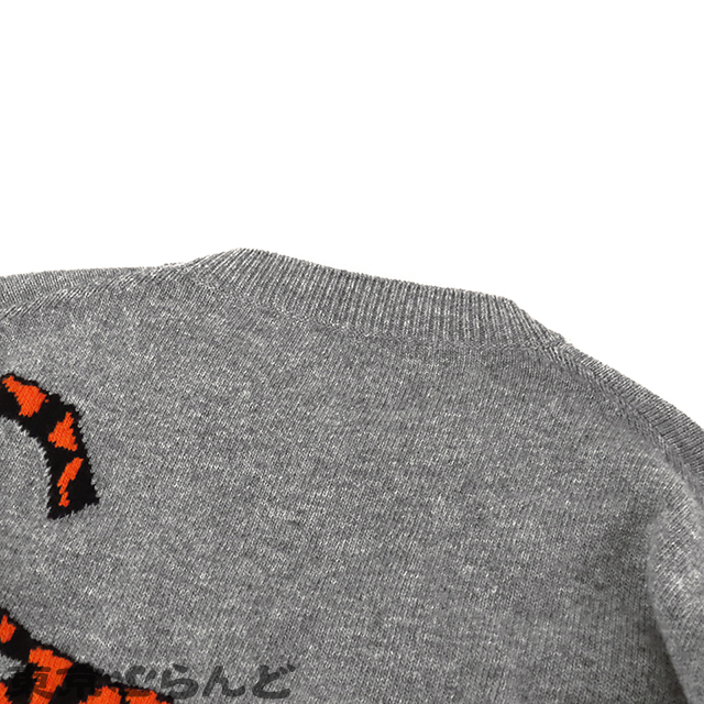 101826244 ルイヴィトン LOUIS VUITTON タイガー インタルシア ニット グレー ウール セーター トラ柄 クルーネック XL トップス メンズ_画像4