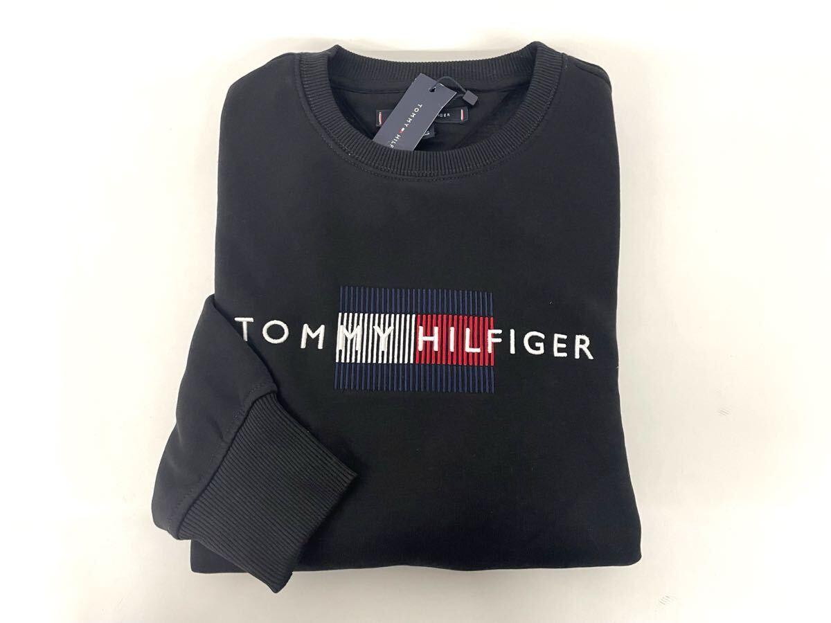TOMMY トミーヒルフィガー メンズ 裏起毛 ロゴ トレーナー M ブラック_画像1