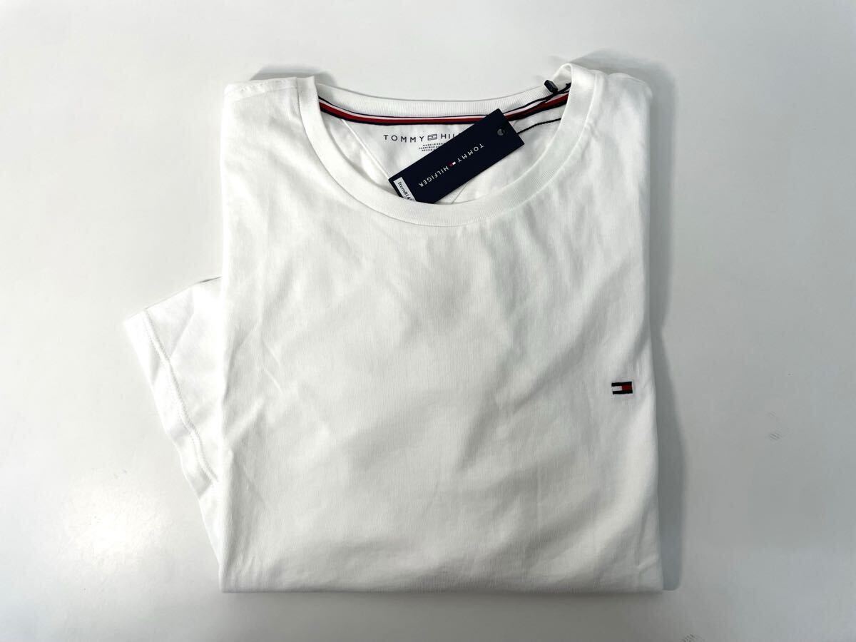 ① TOMMYHILFIGER トミーヒルフィガー メンズ 半袖Tシャツ L ホワイト 白 丸首 シンプル 