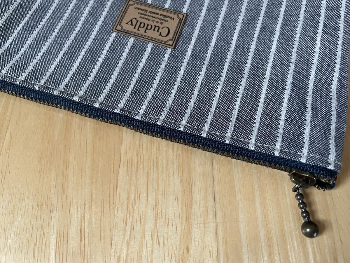ハンドメイド * フラットポーチ * 20㎝ファスナー * ストライプ _画像3