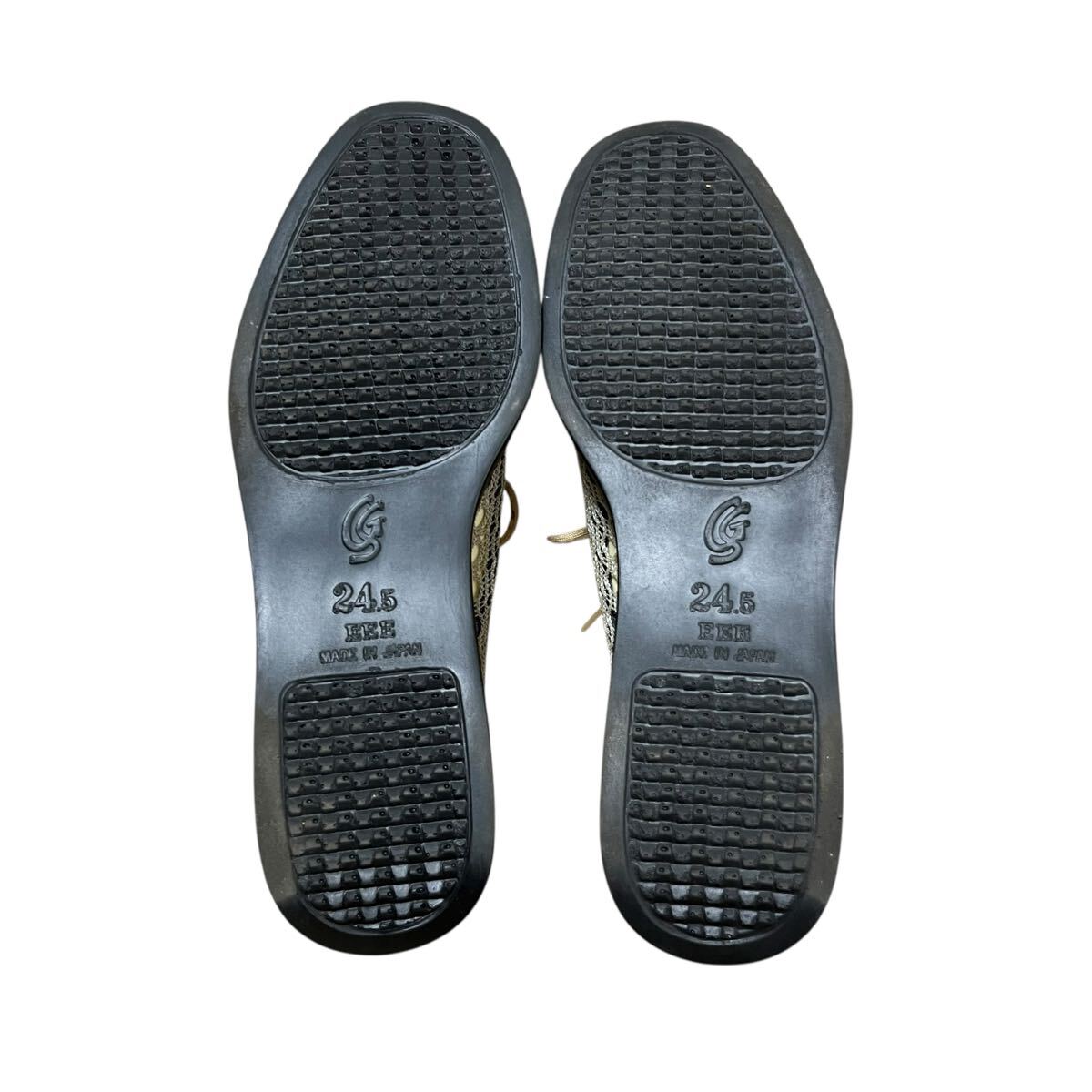 *YL1 после глициния промышленность белка. Mark. обувь спортивные туфли прогулочные туфли бежевый сетка боковой Zip сделано в Японии 24.5cm EEE