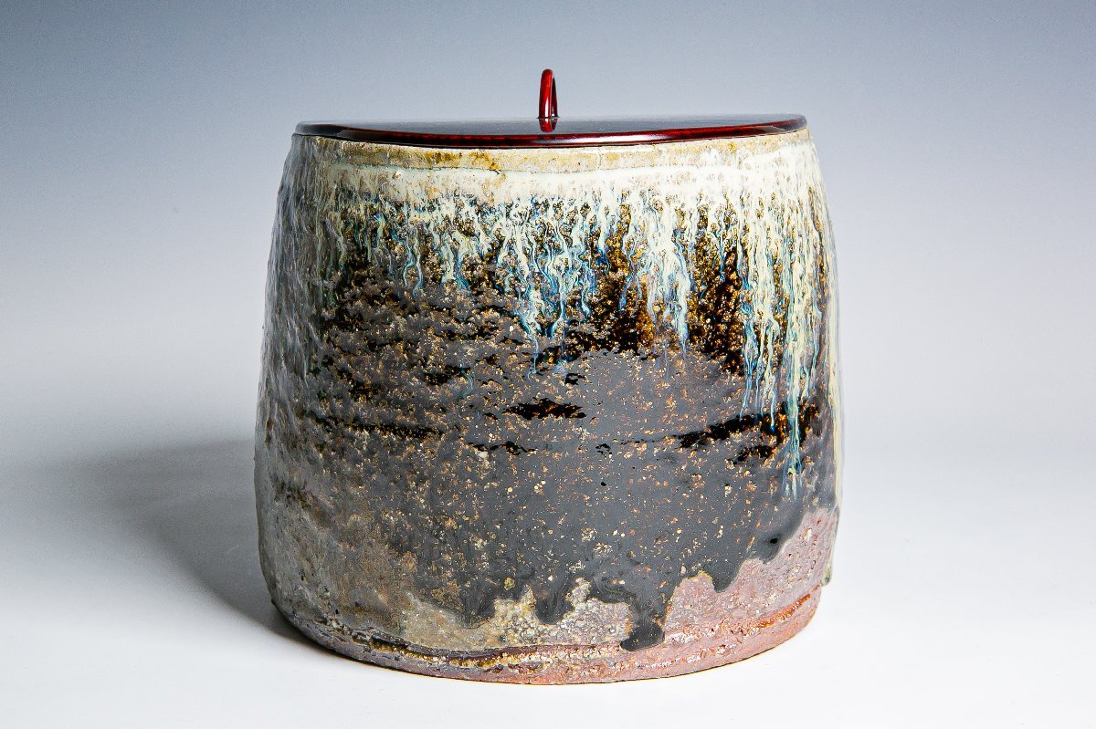 【中川自然坊】『朝鮮唐津水指』共箱 共布 JJ522_画像5