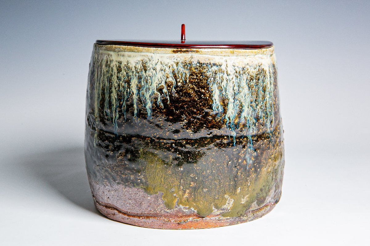 【中川自然坊】『朝鮮唐津水指』共箱 共布 JJ522_画像3