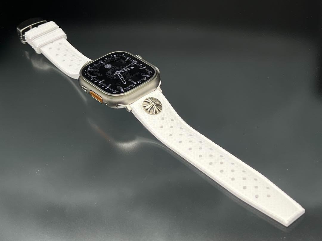 ホワイト クロス ラバー ベルト バンド Dバックル付 Dバックル付 49mm 46mm 45mm 44mm 41mm 40mm38mm 42mm ウルトラ_画像8