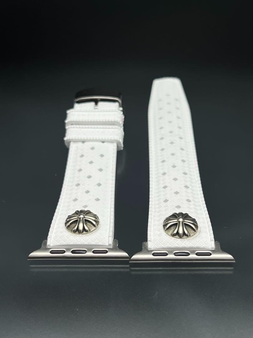 ホワイト クロス ラバー ベルト バンド Dバックル付 Dバックル付 49mm 46mm 45mm 44mm 41mm 40mm38mm 42mm ウルトラ_画像1