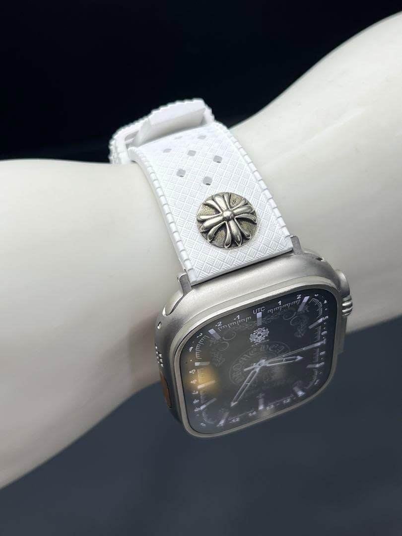 ホワイト クロス ラバー ベルト バンド Dバックル付 Dバックル付 49mm 46mm 45mm 44mm 41mm 40mm38mm 42mm ウルトラ_画像4