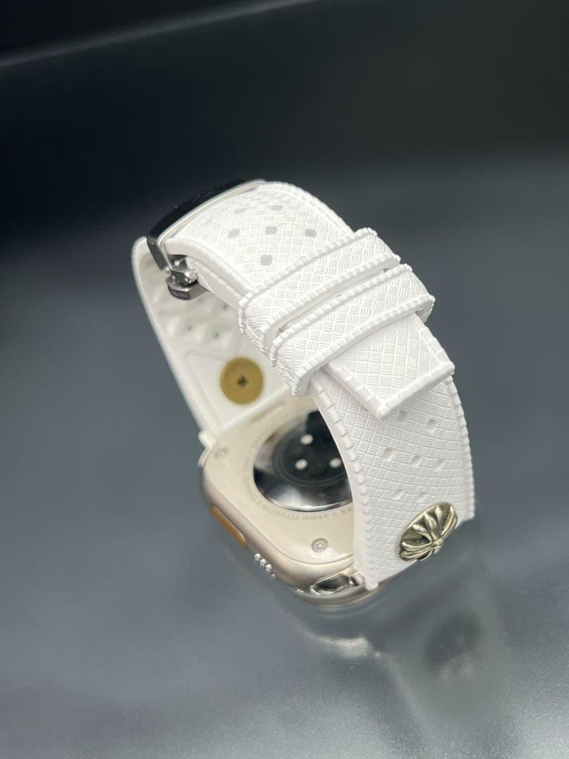 ホワイト クロス ラバー ベルト バンド Dバックル付 Dバックル付 49mm 46mm 45mm 44mm 41mm 40mm38mm 42mm ウルトラ_画像6