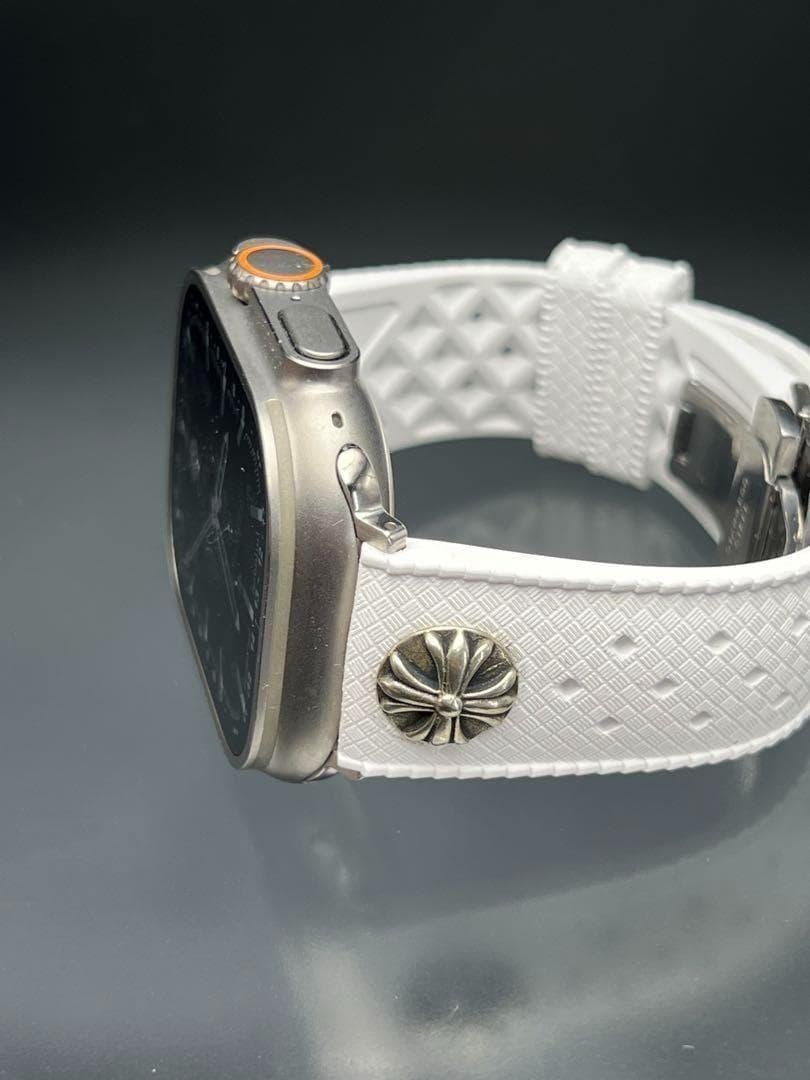 ホワイト クロス ラバー ベルト バンド Dバックル付 Dバックル付 49mm 46mm 45mm 44mm 41mm 40mm38mm 42mm ウルトラ_画像9