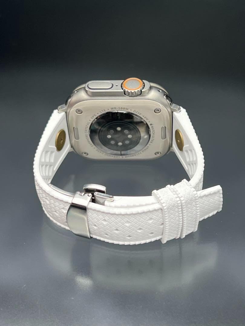 ホワイト クロス ラバー ベルト バンド Dバックル付 Dバックル付 49mm 46mm 45mm 44mm 41mm 40mm38mm 42mm ウルトラ_画像7