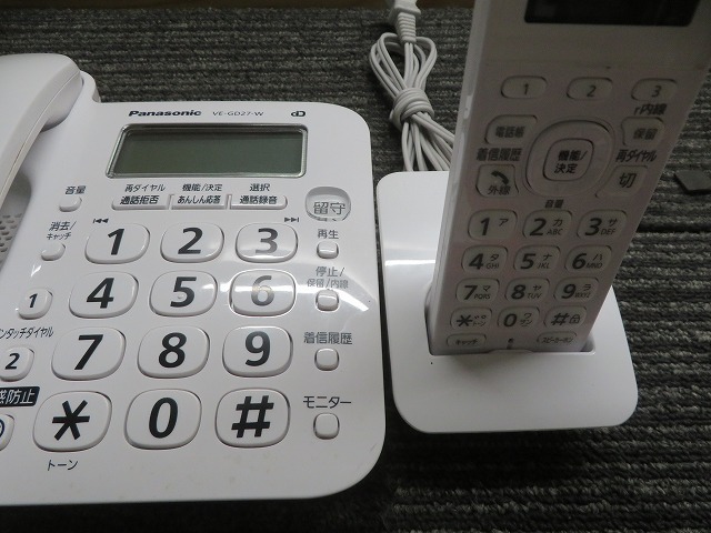 T☆Panasonic パナソニック VE-GD27　PNLC1058　KX-FKD405-W　電話機　子機付 ◎通電OK_画像5