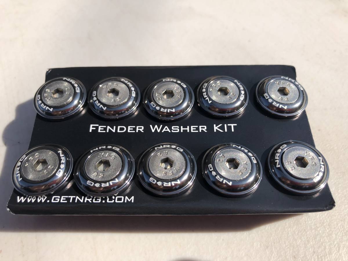 NRG フェンダーワッシャー/ナンバーボルト ガンメタ M6x1.0 10本SET USDM/JDM FW110GM ナンバーボルト 正規輸入品 即納_画像1