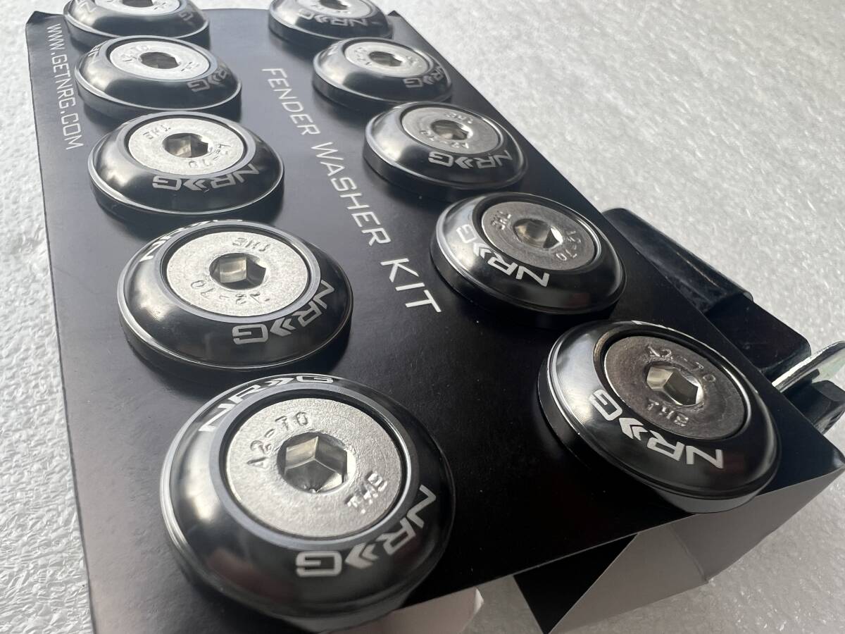 NRG フェンダーワッシャー/ナンバーボルト ガンメタ M6x1.0 10本SET USDM/JDM FW110GM ナンバーボルト 正規輸入品 即納_画像2