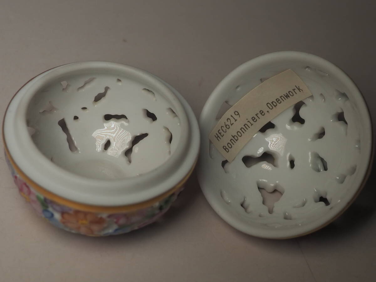 ヘレンド HEREND　ボンボニエール 小型 ピンク系　小物入れ　蓋付容器　良品_画像4