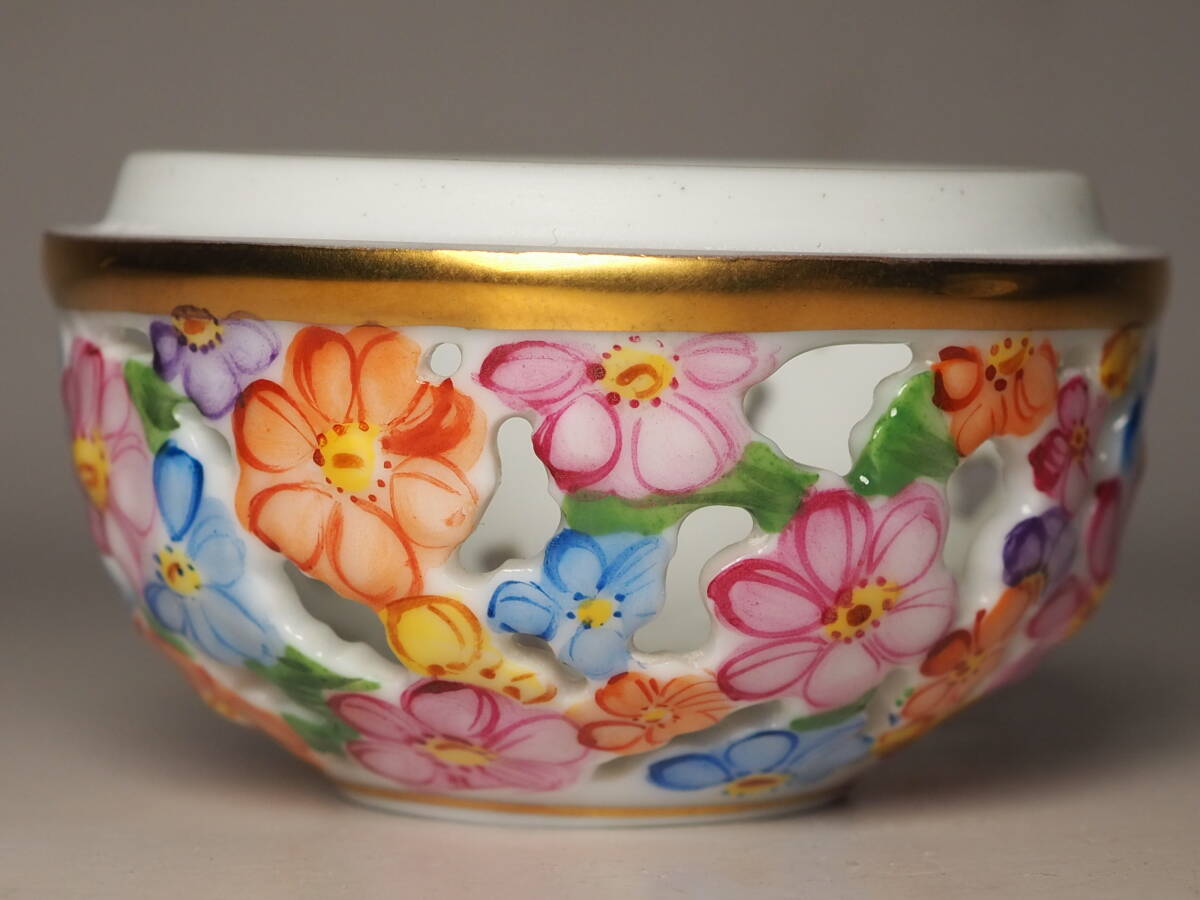 ヘレンド HEREND　ボンボニエール 小型 ピンク系　小物入れ　蓋付容器　良品_画像7