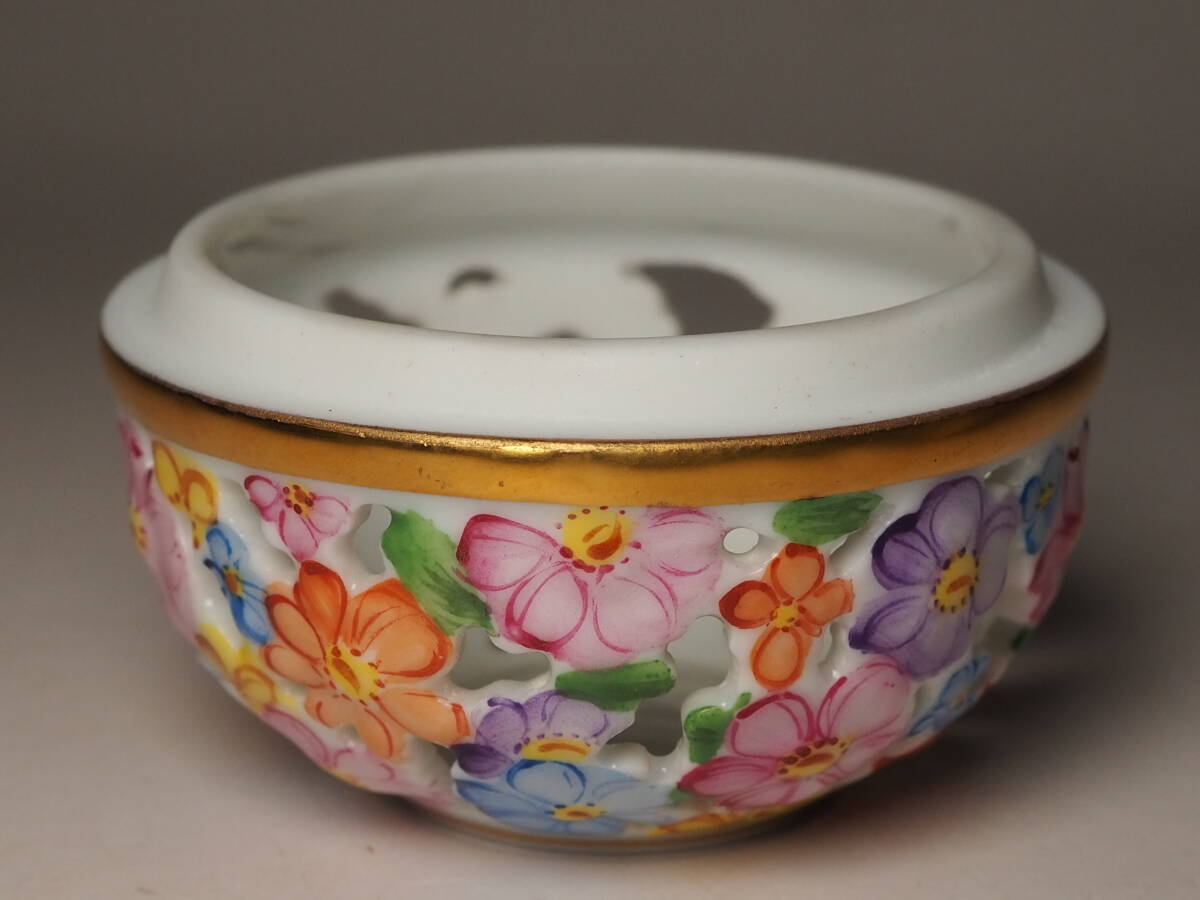 ヘレンド HEREND　ボンボニエール 小型 ピンク系　小物入れ　蓋付容器　良品_画像10