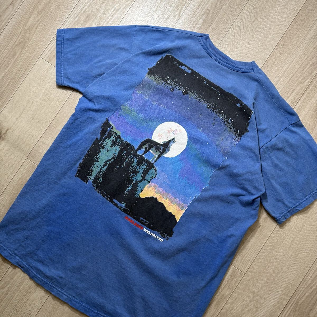 フェード!90s Marlboro マルボロ コヨーテ Tシャツ XL ブルー 青 USA製_画像1