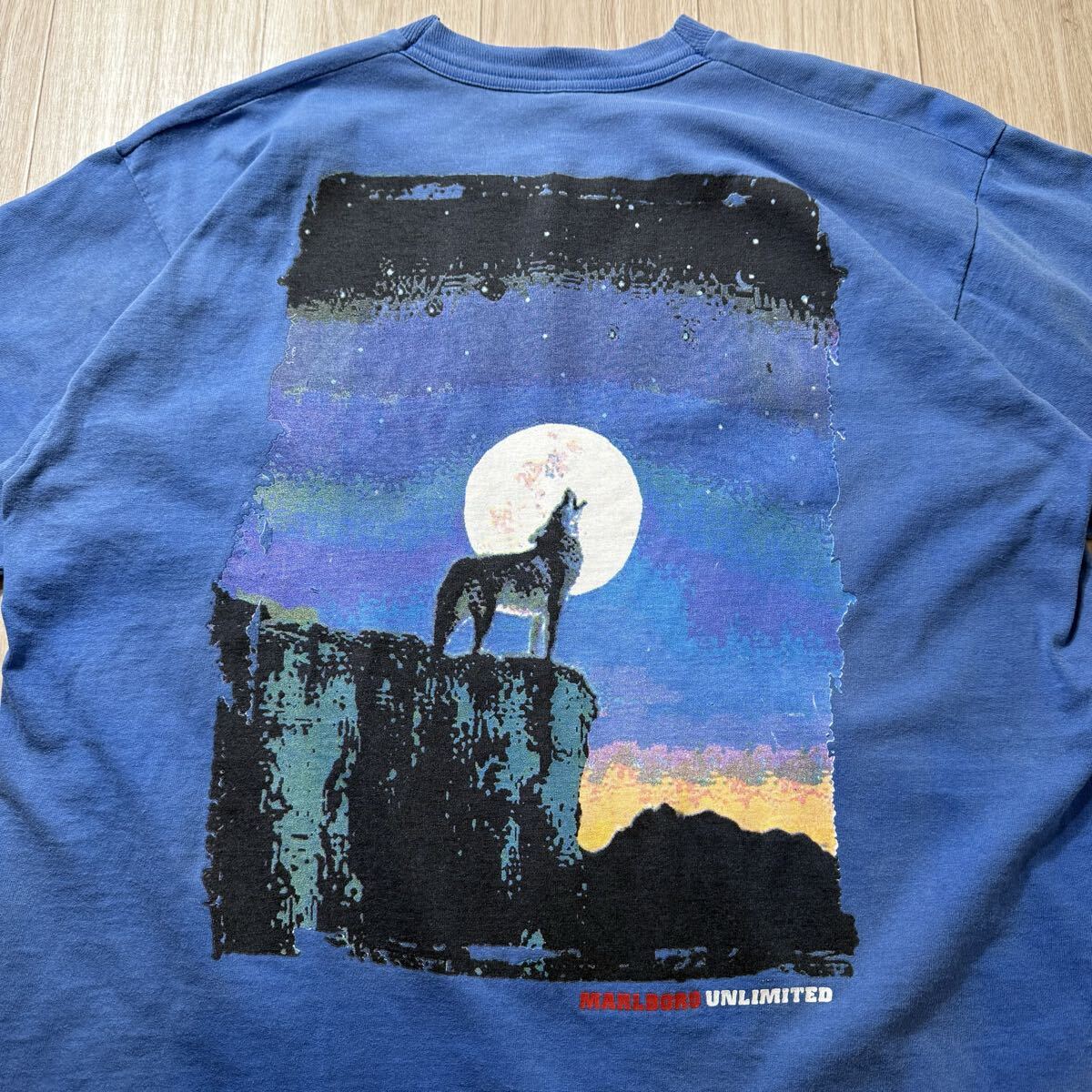 フェード!90s Marlboro マルボロ コヨーテ Tシャツ XL ブルー 青 USA製_画像3