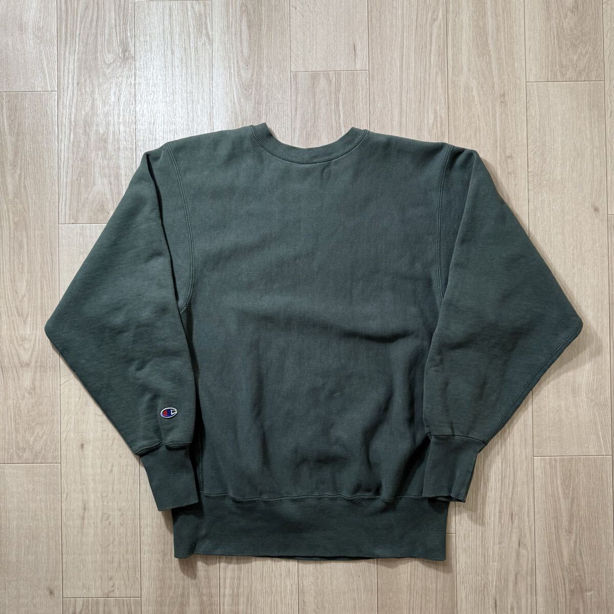 90s 無地 リバースウィーブ L グリーン 緑 USA製 刺繍タグ チャンピオン ビンテージ_画像7