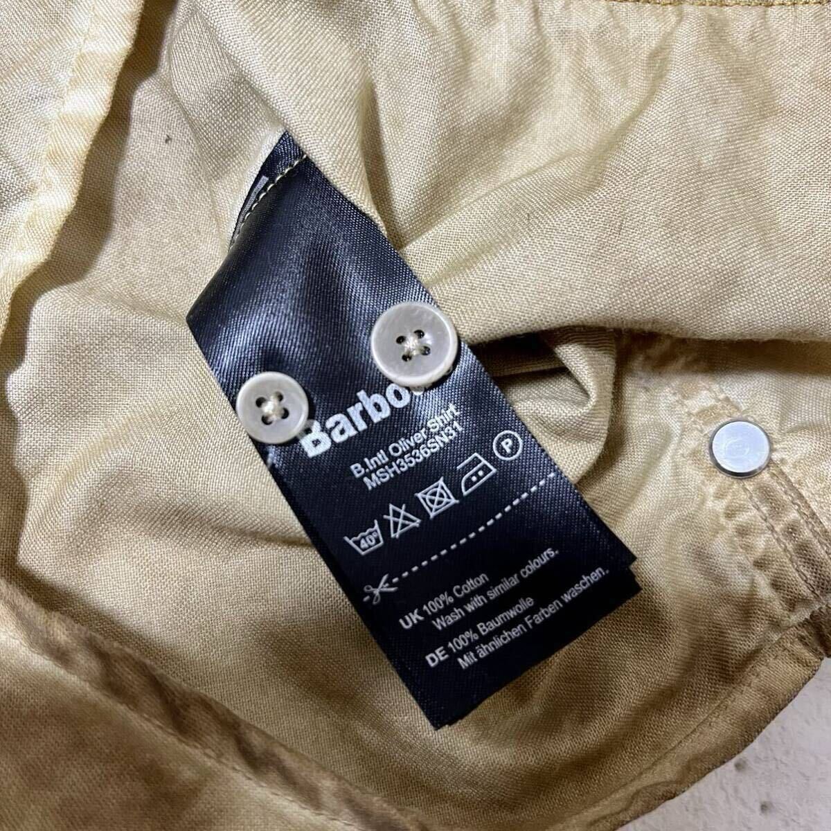 レア！Barbour インターナショナルシャツ エイジド加工 長袖ボタンダウンシャツ UK-Mサイズ_画像6