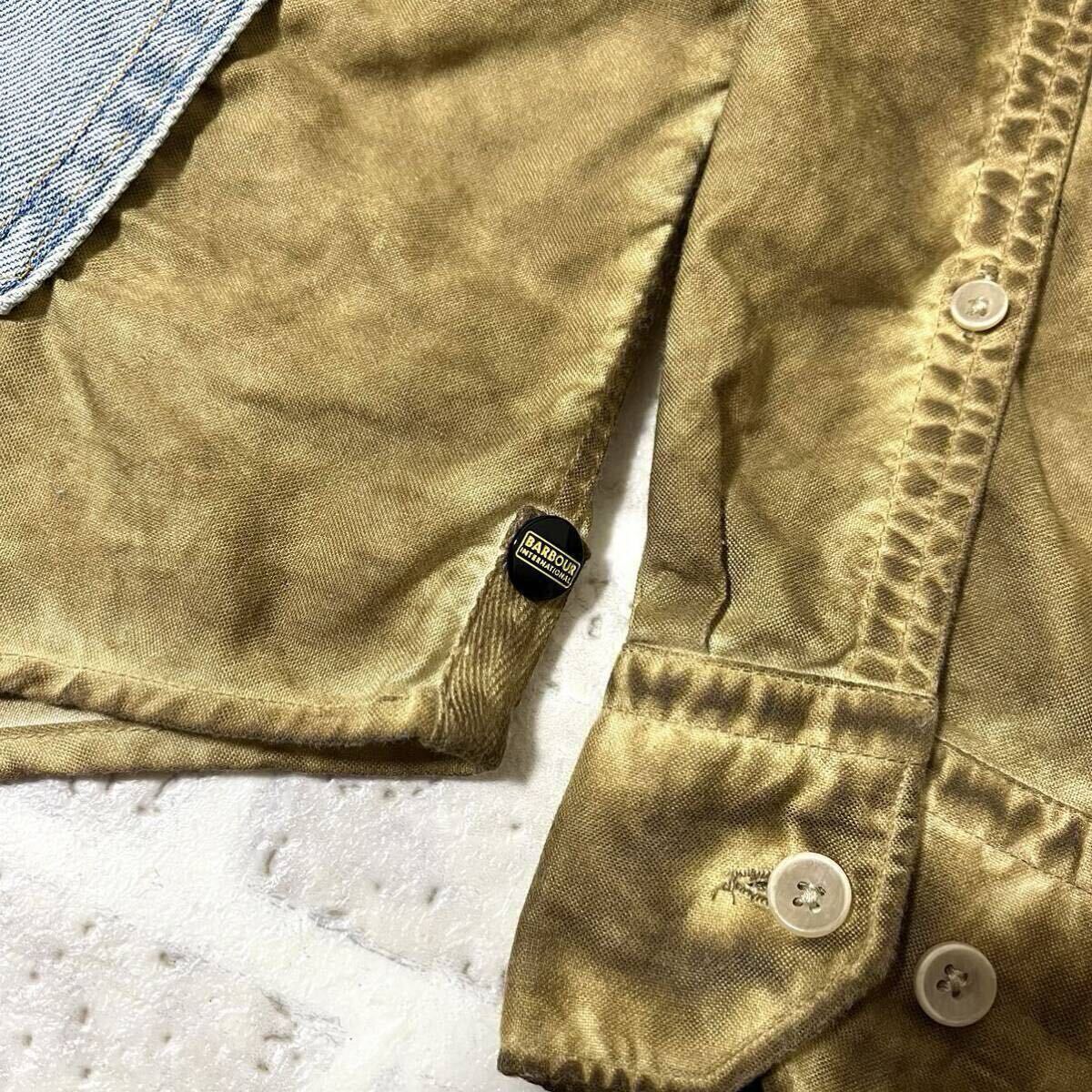 レア！Barbour インターナショナルシャツ エイジド加工 長袖ボタンダウンシャツ UK-Mサイズ_画像7
