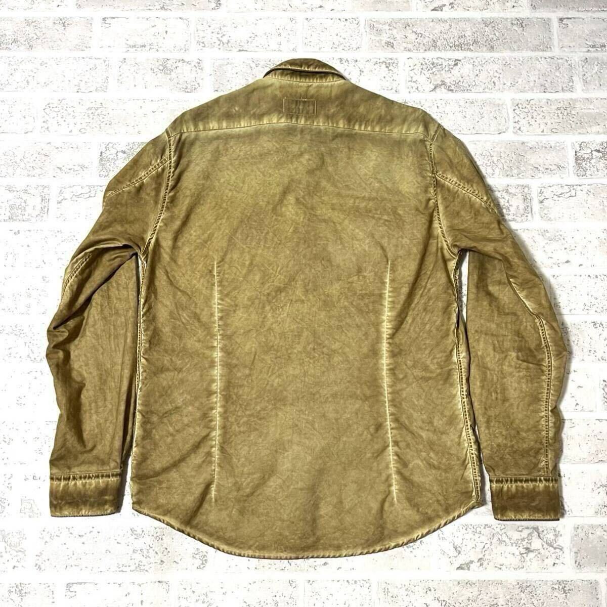 レア！Barbour インターナショナルシャツ エイジド加工 長袖ボタンダウンシャツ UK-Mサイズ_画像9