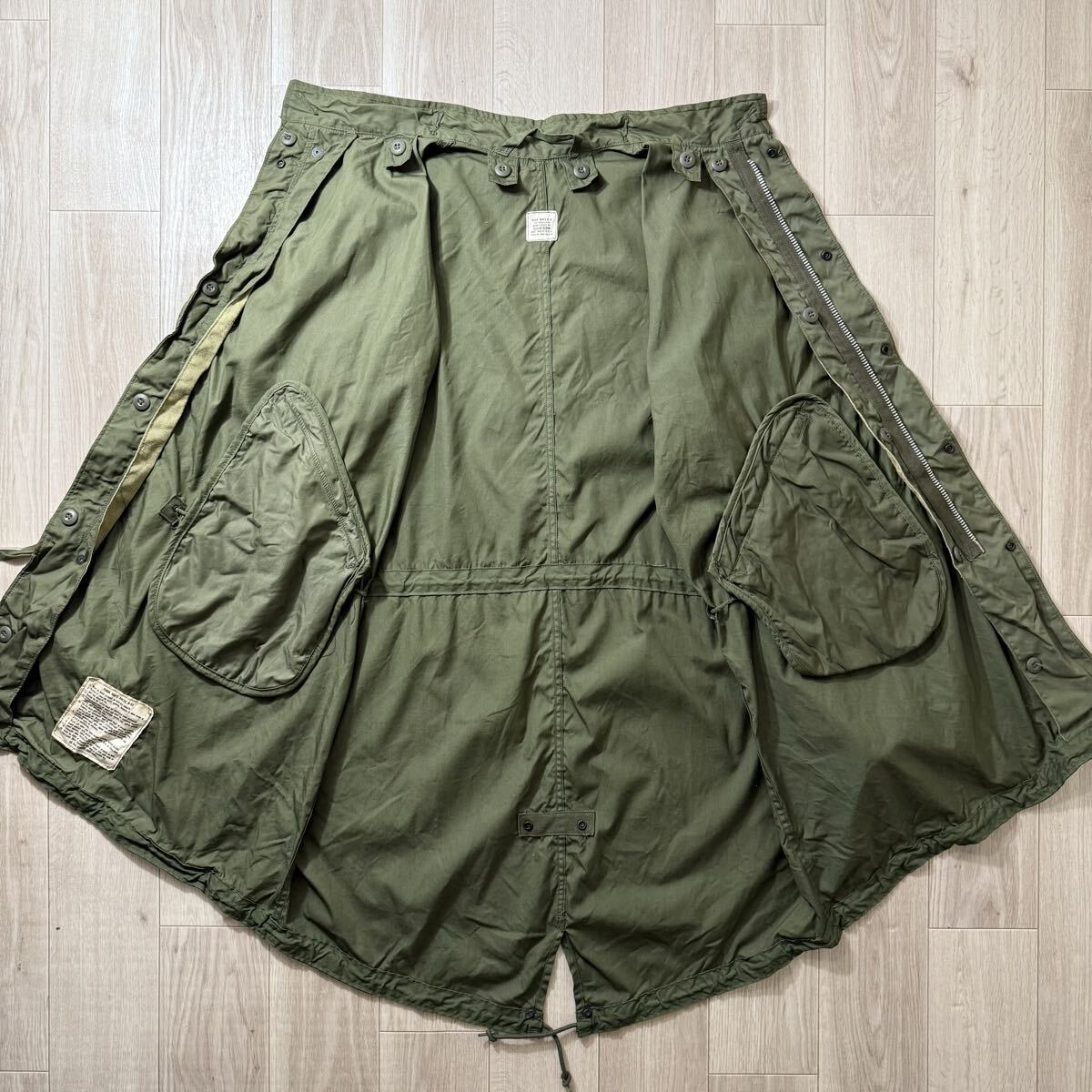 希少60sアルミデッド！米軍実物 アルミジップ M65 フィッシュテールパーカー M フルセット デッドストック_画像5