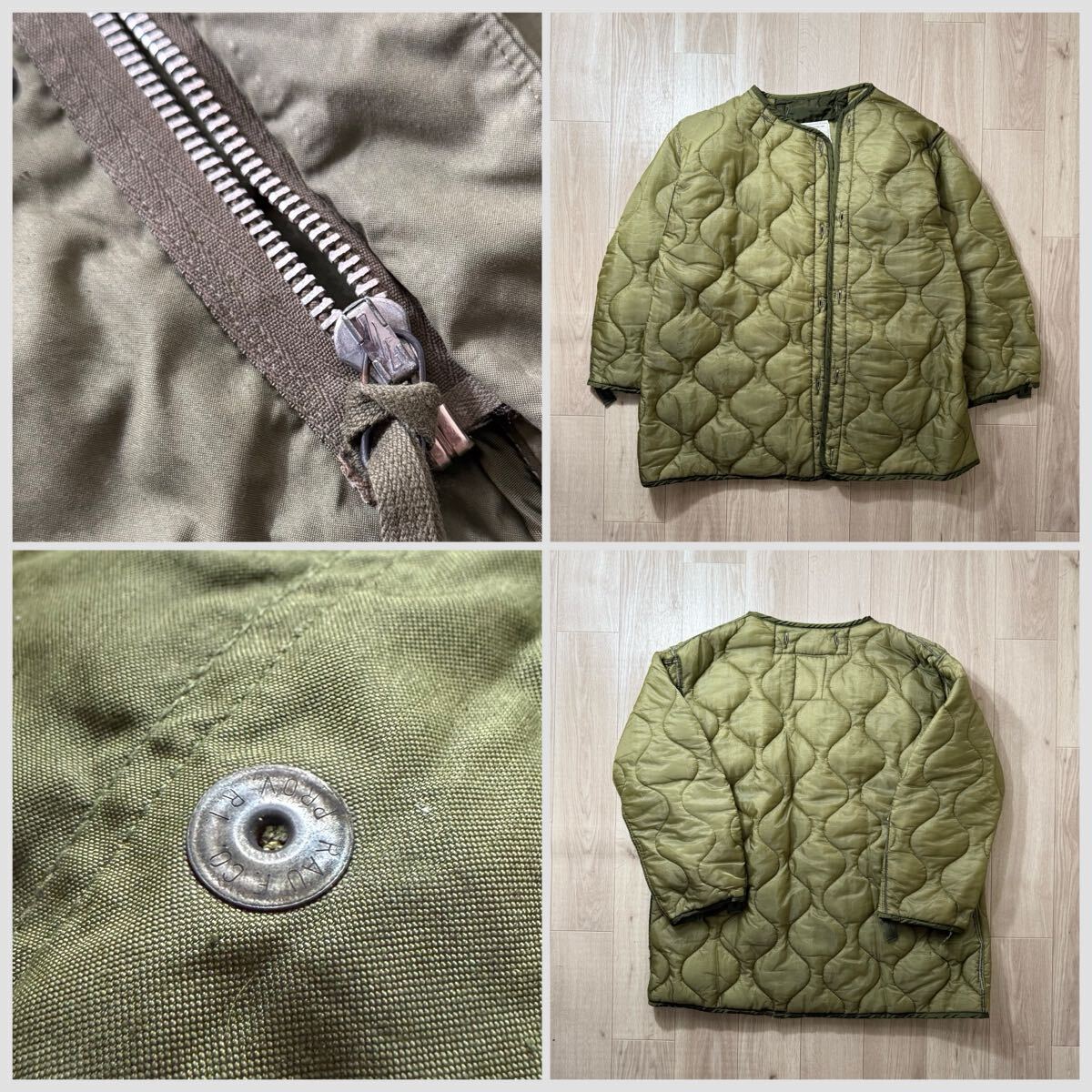 希少60sアルミデッド！米軍実物 アルミジップ M65 フィッシュテールパーカー M フルセット デッドストック_画像10