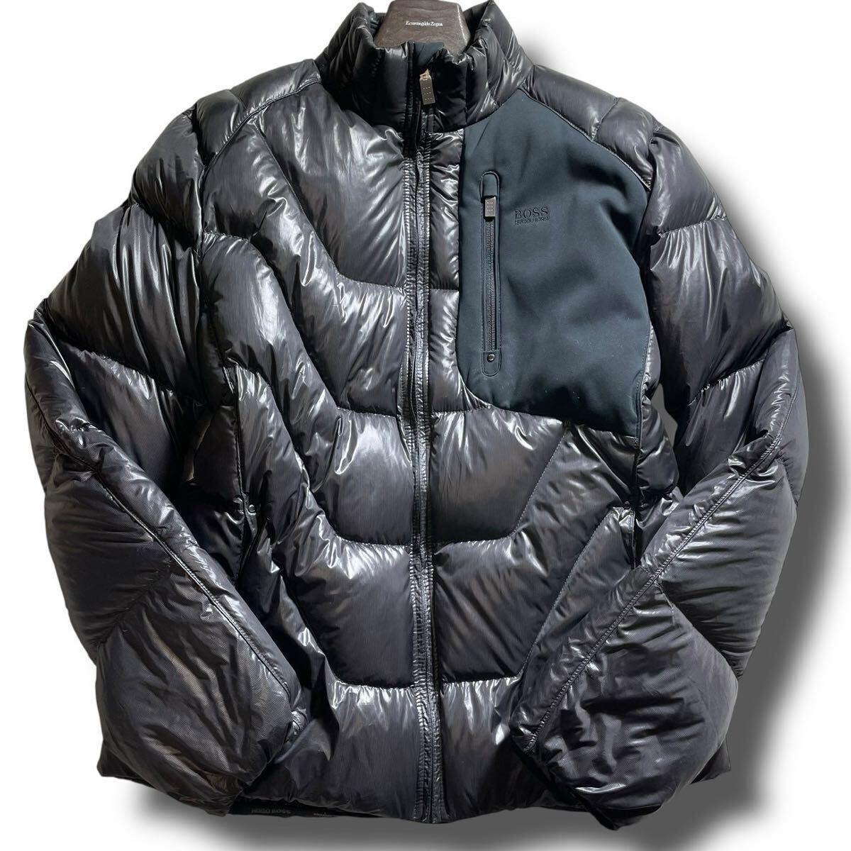 幻の3Lサイズ!!!圧巻の光沢感【ヒューゴボス HUGO BOSS】ボリュームMAX!!!別格のオーラ!!! ダウンジャケット ブラック _画像2