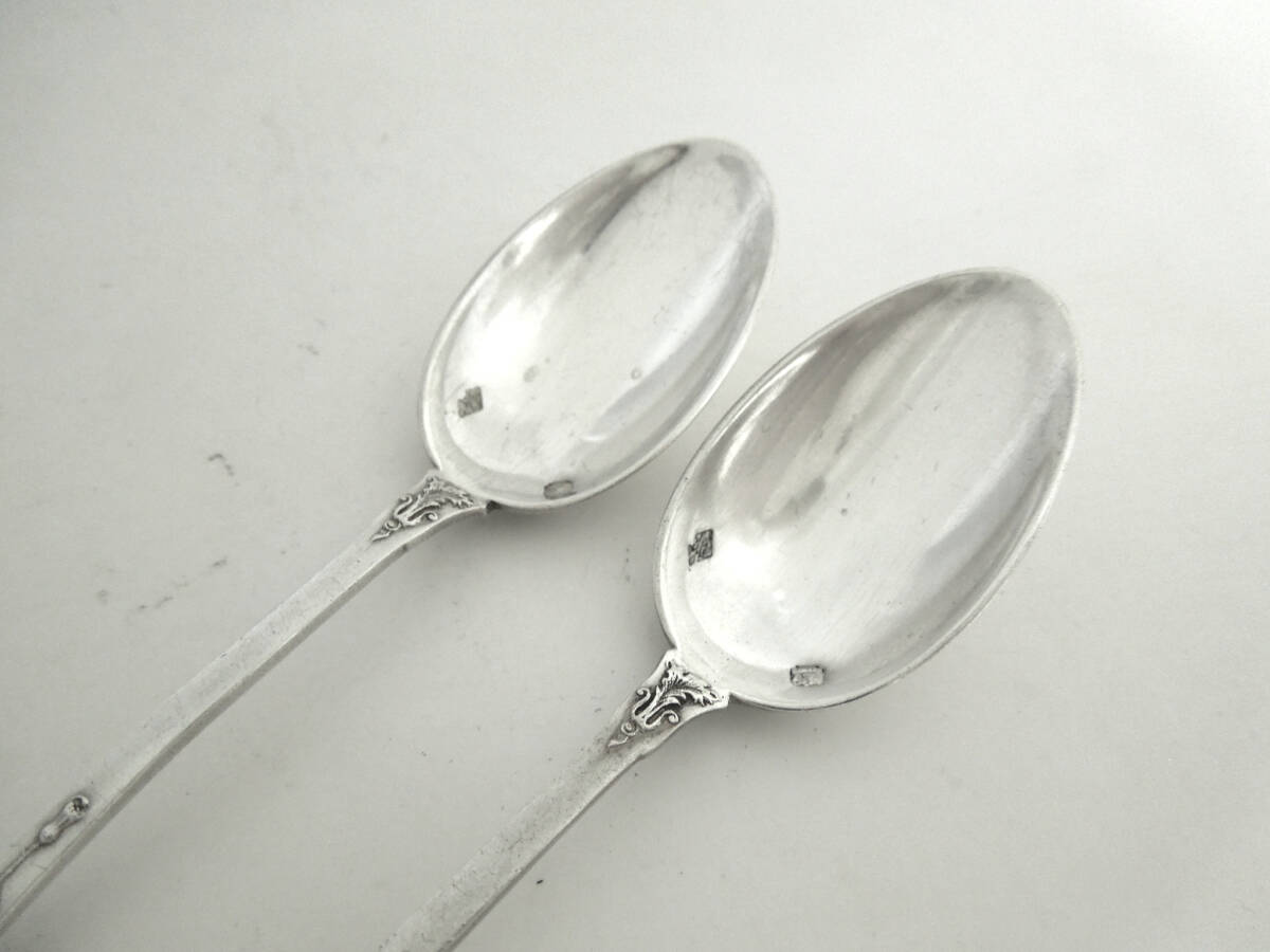フランス　シルバースプーン2本　アールヌーボー　純銀_画像2