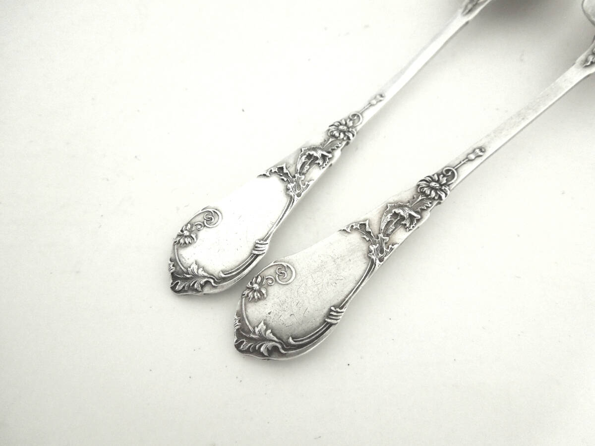 フランス　シルバースプーン2本　アールヌーボー　純銀_画像6