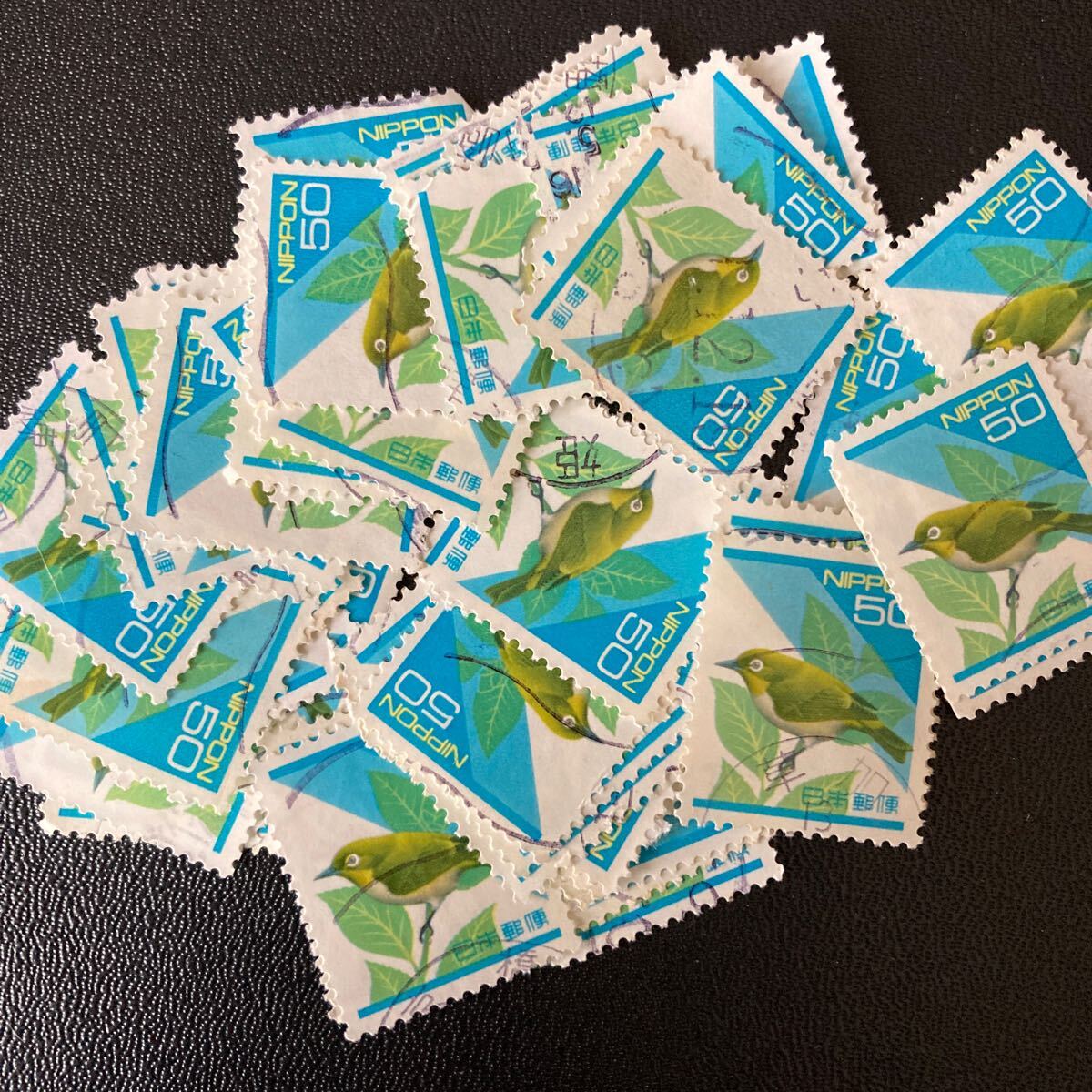使用済切手　オフペーパー　ウグイス_画像1