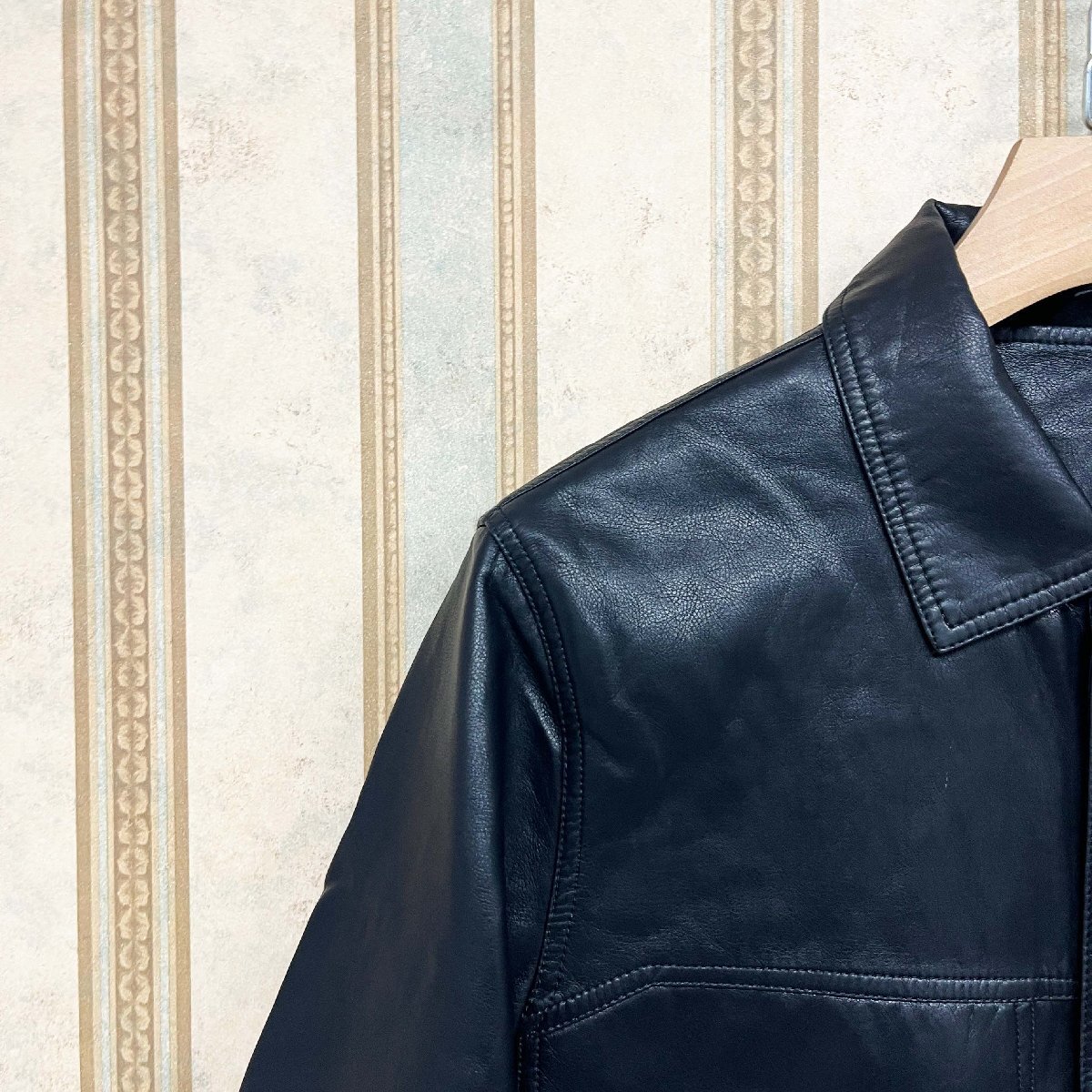 絶賛 定価12万 FRANKLIN MUSK・アメリカ・ニューヨーク発 レザージャケット 裏起毛 軽量 ソフト ビンテージ感 革ジャン ライダース サイズ2_画像6