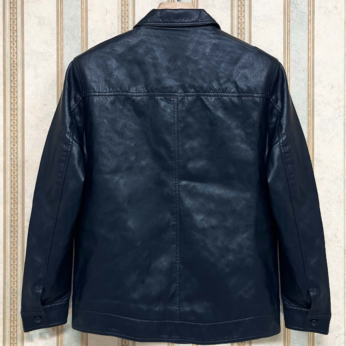 絶賛 定価12万 FRANKLIN MUSK・アメリカ・ニューヨーク発 レザージャケット 裏起毛 軽量 ソフト ビンテージ感 革ジャン ライダース サイズ2_画像2