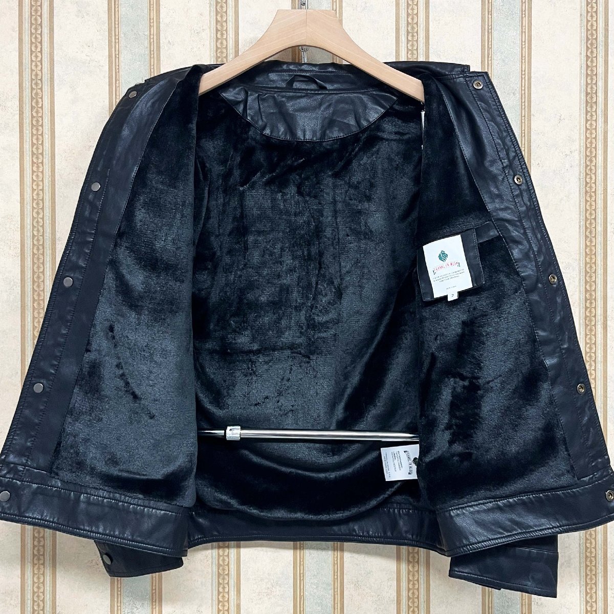 絶賛 定価12万 FRANKLIN MUSK・アメリカ・ニューヨーク発 レザージャケット 裏起毛 軽量 ソフト ビンテージ感 革ジャン ライダース サイズ2_画像3