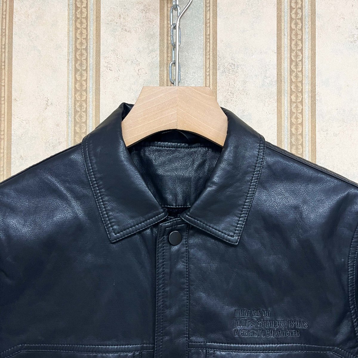 絶賛 定価12万 FRANKLIN MUSK・アメリカ・ニューヨーク発 レザージャケット 裏起毛 軽量 ソフト ビンテージ感 革ジャン ライダース サイズ2_画像4