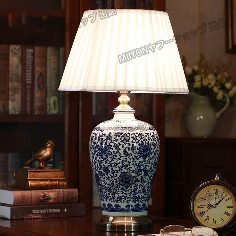 貴重品★エナメルセラミック照明スタンドライト テーブルランプ デスクライト 高級陶器卓上ステンド 卓上ランプ 景徳鎮磁器 lhw215_画像1