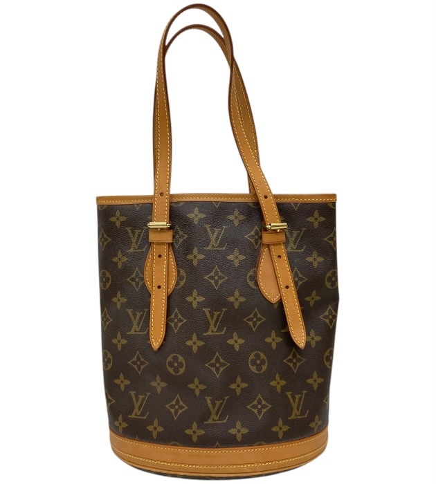 1円～LOUIS VUITTON ルイヴィトン M42238 モノグラム プチバケットPM ショルダーバッグ トートバッグ ブラウン レザー FB3954_画像1