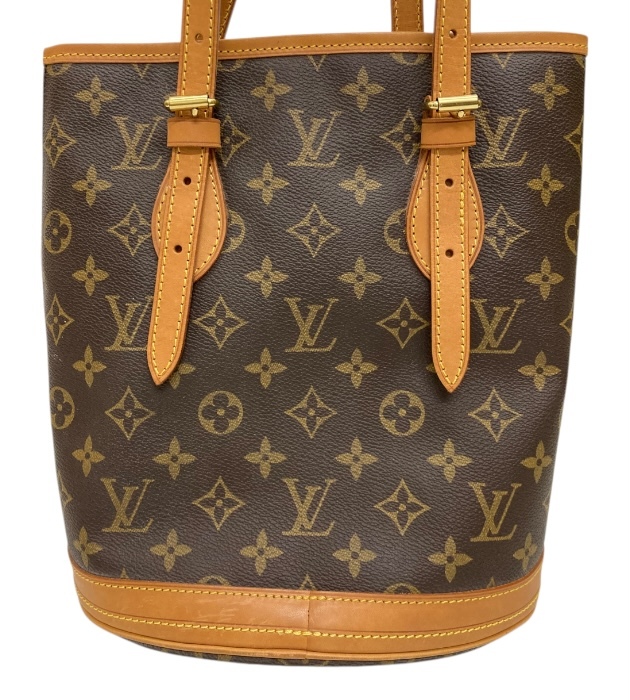 1円～LOUIS VUITTON ルイヴィトン M42238 モノグラム プチバケットPM ショルダーバッグ トートバッグ ブラウン レザー FB3954_画像3