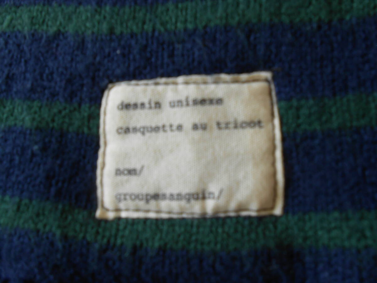 groupe sanguin ショートマフラー ネイビーxグリーン_画像2