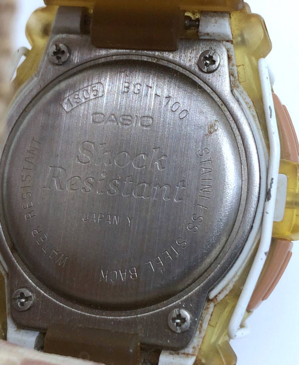 CASIO カシオ ベビージー Baby-G Tripper BGT-100 腕時計 デジタル 花柄 ハイビスカス ベージュ系 レディース 不動 動作未確認 D20i3_画像6