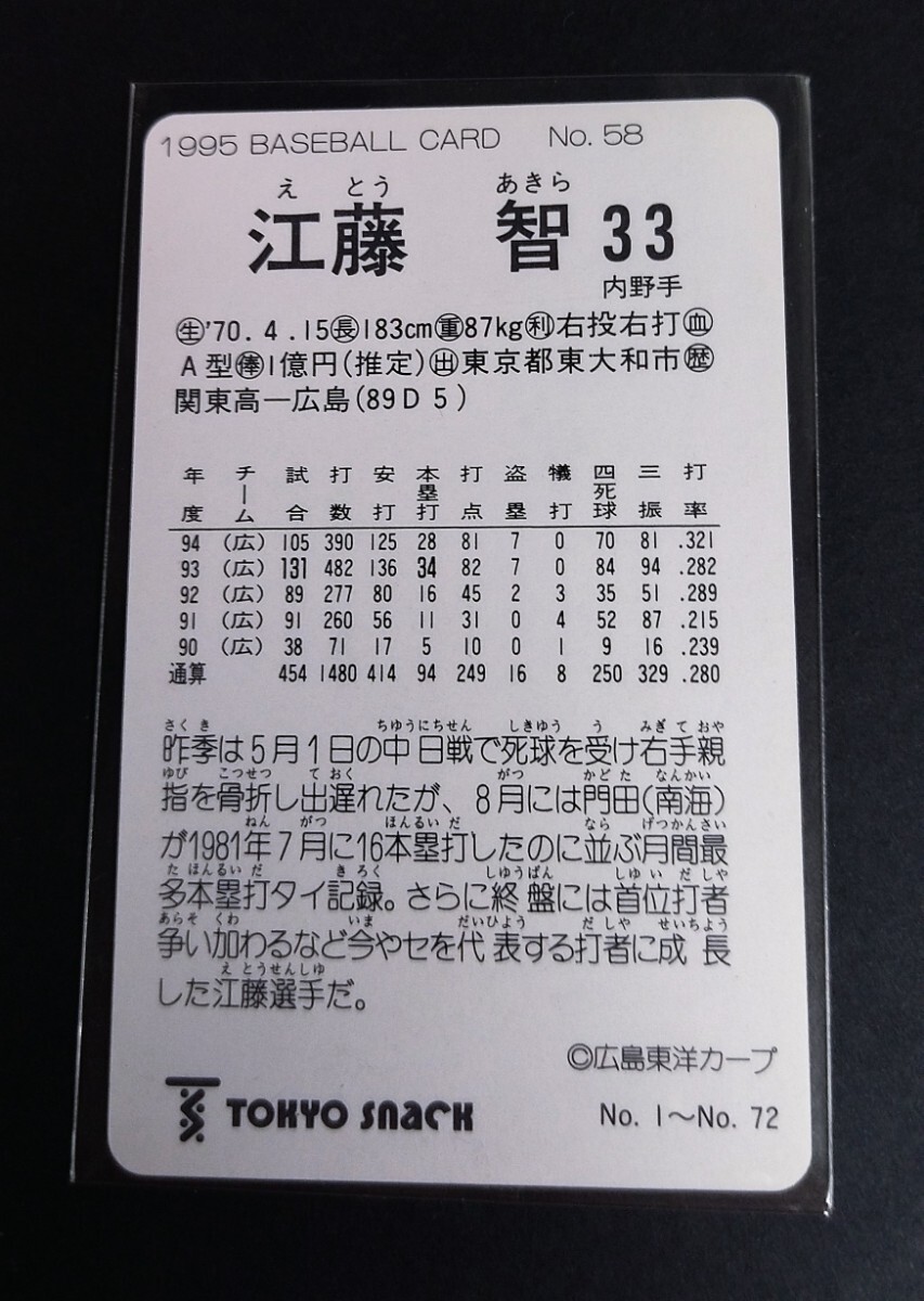 1995年カルビー 江藤智(広島)No,58。 _画像2