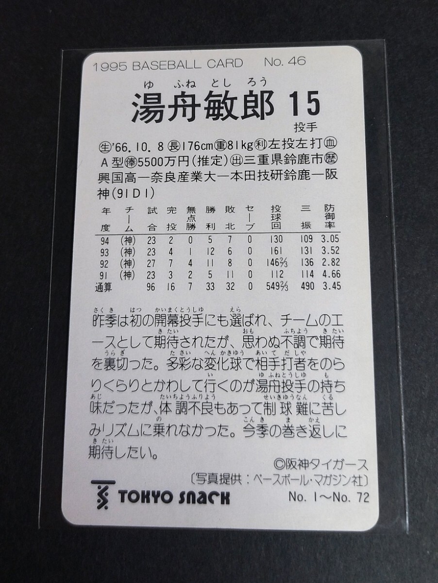 1995年カルビー 湯舟敏郎(阪神)No,46。 _画像2