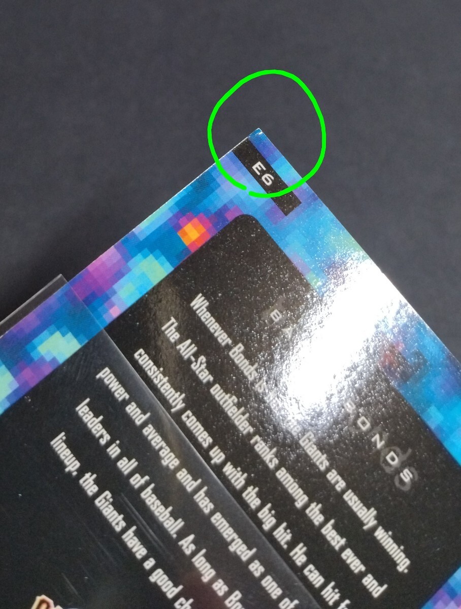 MLB 2001年upper deck バリー・ボンズ(ジャイアンツ)e-Card No,E6。※右上カド、表裏少しのダメージあり(画像3、4)Giants BARRY BONDS _画像4