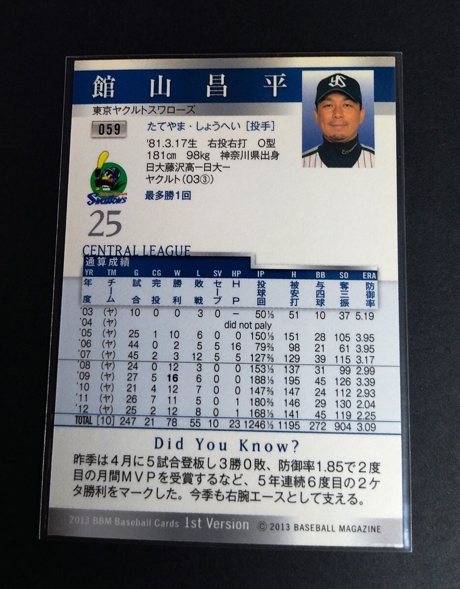 2013 год BBM 1st павильон гора . flat ( Yakult ) серебряный . подписан.No,059.