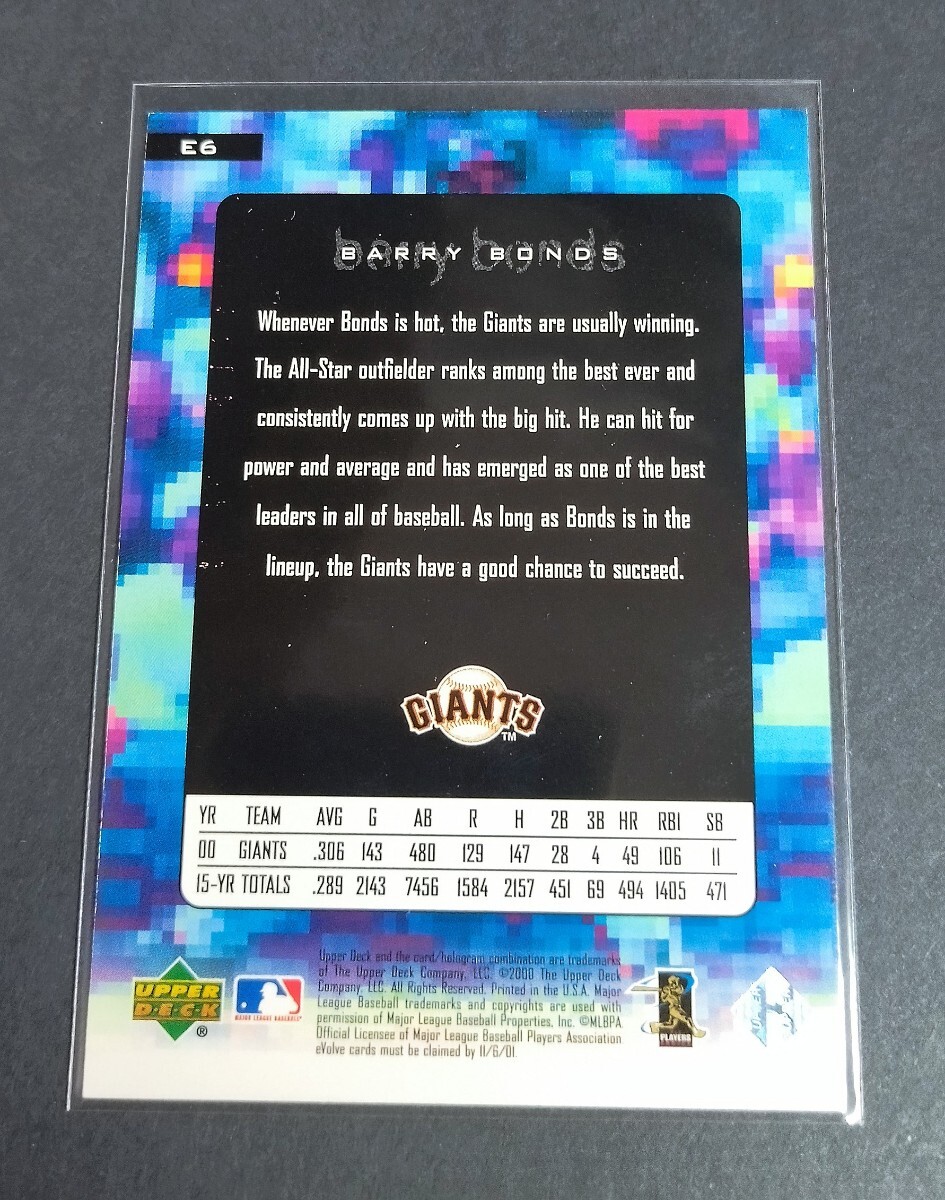 MLB 2001年upper deck バリー・ボンズ(ジャイアンツ)e-Card No,E6。※右上カド、表裏少しのダメージあり(画像3、4)Giants BARRY BONDS _画像2